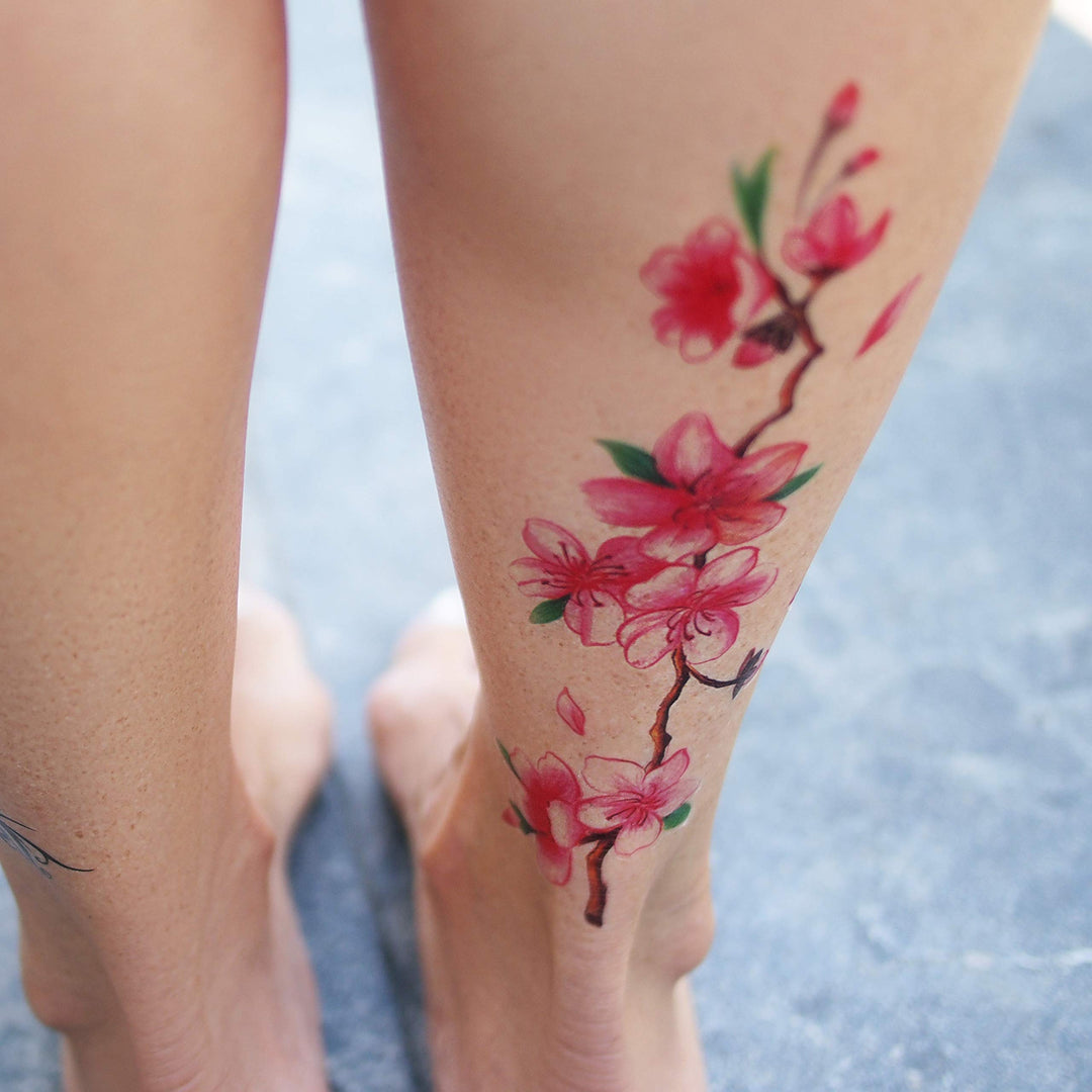 9 Large Temporary Tattoos Assorted Floral Designs - For Women and Girls for Arms Legs Shoulder or Back