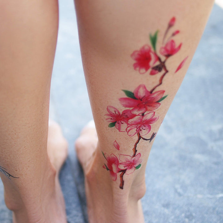 9 Large Temporary Tattoos Assorted Floral Designs - For Women and Girls for Arms Legs Shoulder or Back