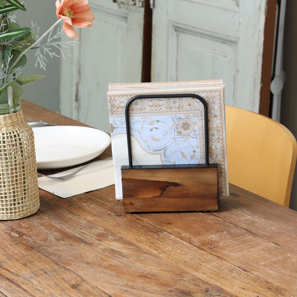 Farmhouse Napkin Holder for Kitchen Table, Wooden Napkin Holder Tissue Dispenser, Rustic Kitchen Napkin Dispenser-Dining Table Napkin Holder for Kitchen, Paper Napkins Holder Kitchen Décor