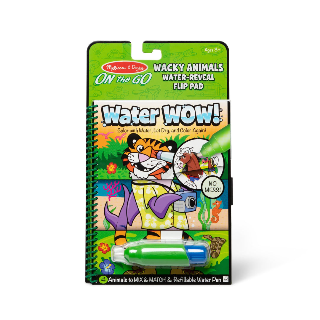 Melissa &amp; Doug On the Go Water Wow! Reusable Water-Reveal Flip Pad - Wacky Animals - Party Favors, Stocking Stuffers, Travel Toys For Toddlers, Mess Free Coloring Books For Kids Ages 3+