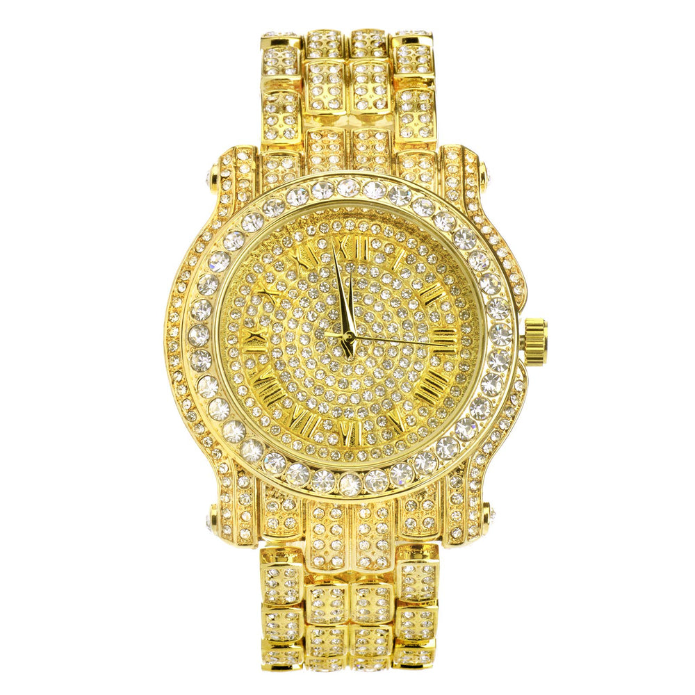 Iced Out Watch - Gold