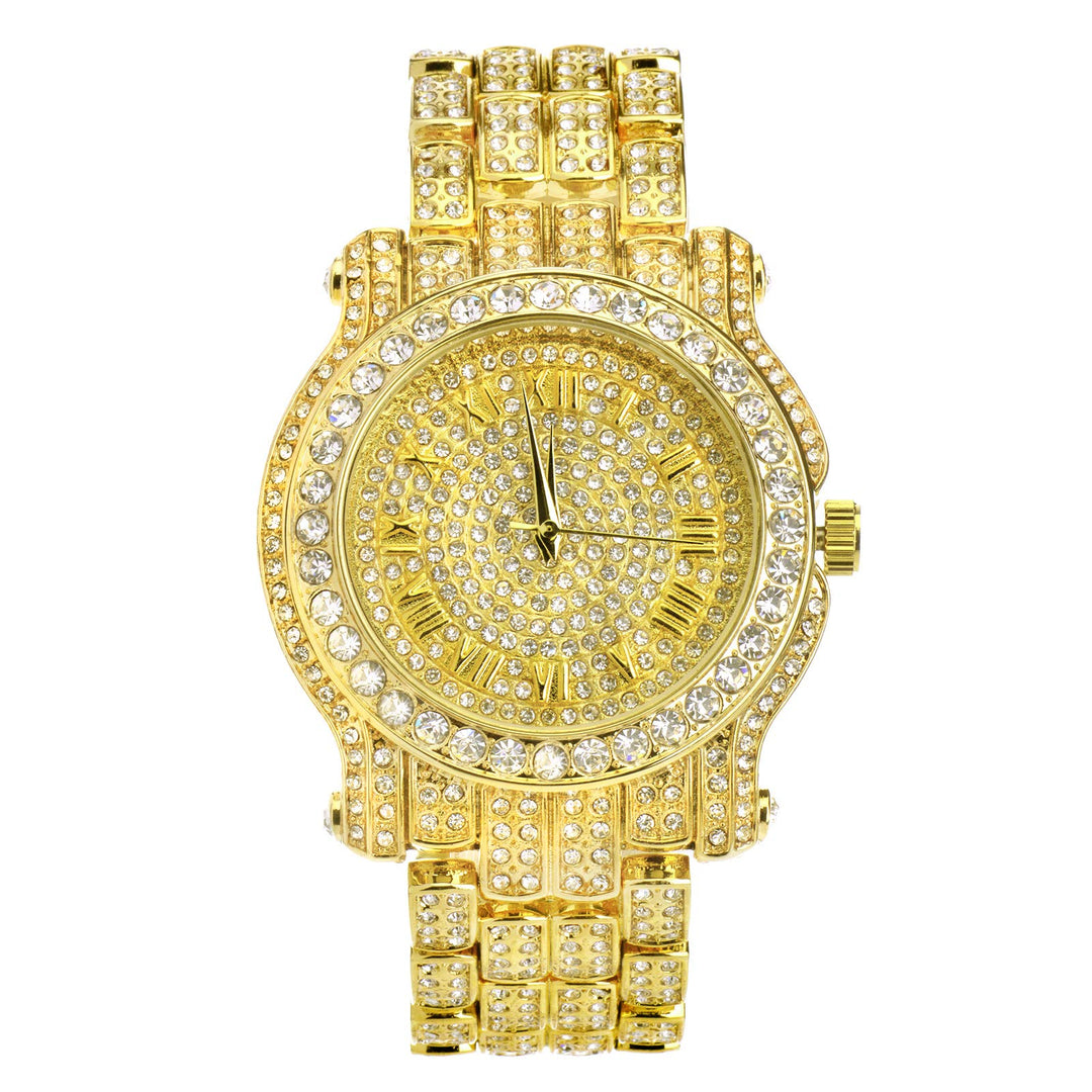 Iced Out Watch - Gold