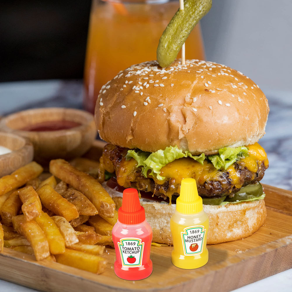 4 Pieces Mini Ketchup Bottles, 25ml Refillable Salad Dressing Tomato Ketchup Mayo Syrup Squeeze Containers Bottle, Plastic Portable Squeezable Squirt Condiments Jars for Kids Adults Bento Box