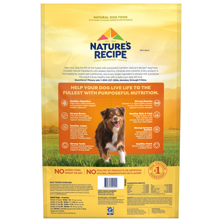 Nature’s Recipe Grain Free Chicken, Sweet Potato &amp; Pumpkin Recipe Dry Dog Food, 12 lb. Bag