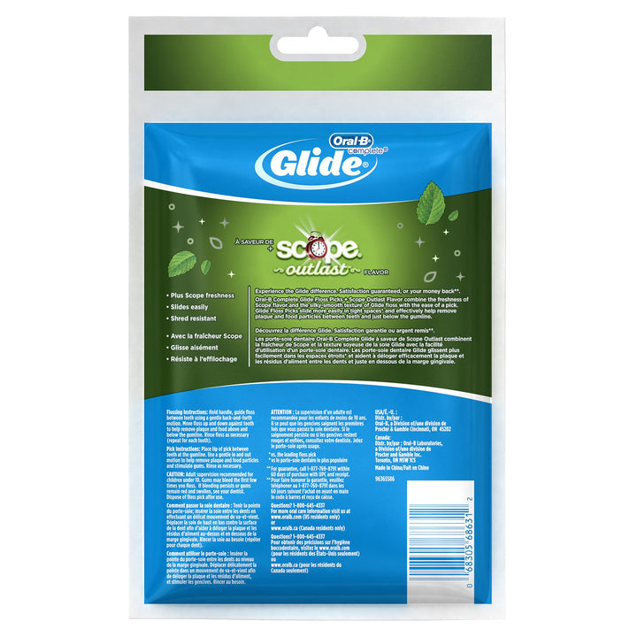 Oral B Glide Floss Picks Plus Scope Outlast - Long Lasting Mint - 75 ct