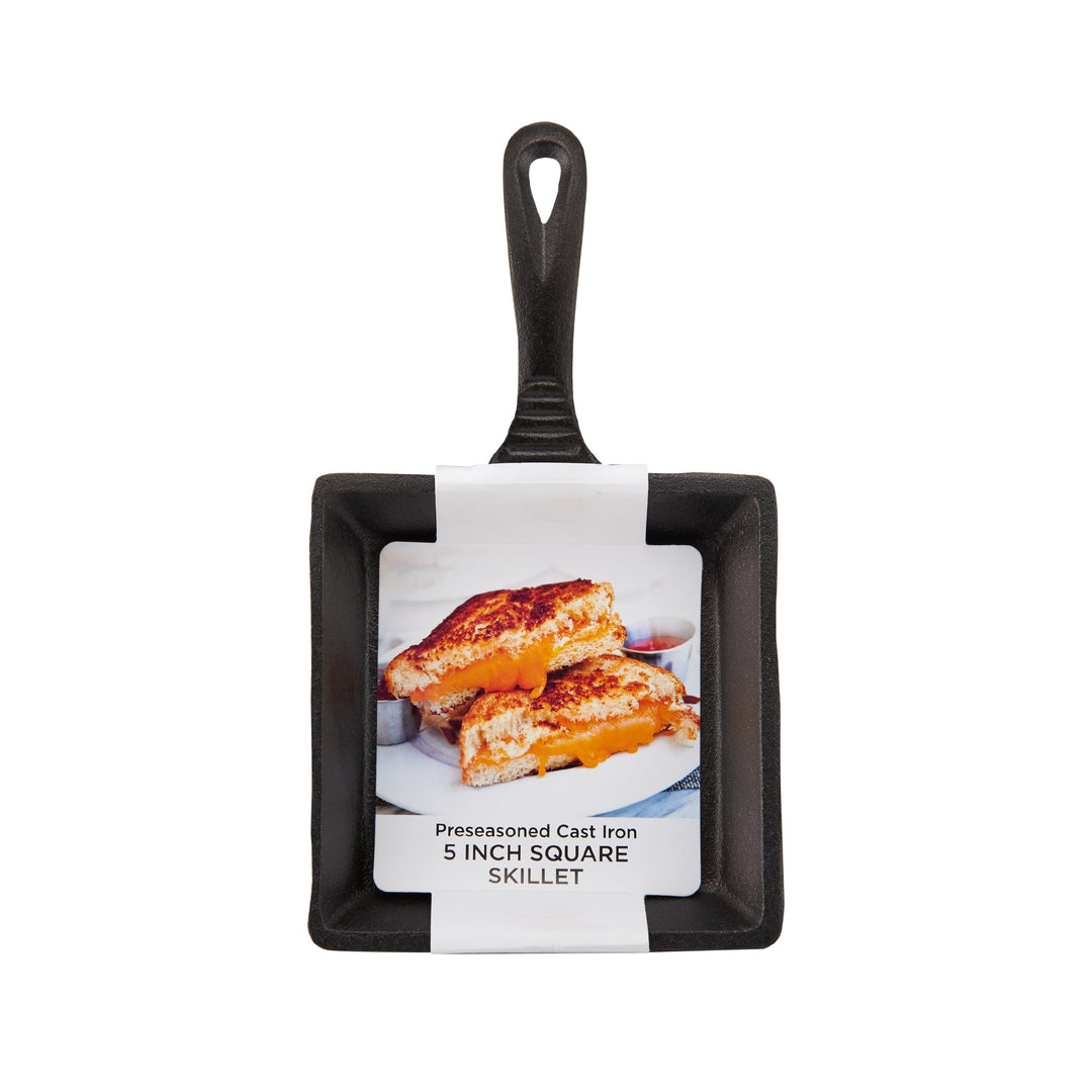 CasaModa Pre-Seasoned Cast Iron Mini Square Fry Pan, 5-Inch,Small