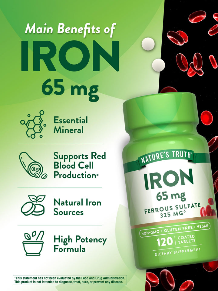 Nature&#39;s Truth Iron Supplement | 65mg | 120 Tab