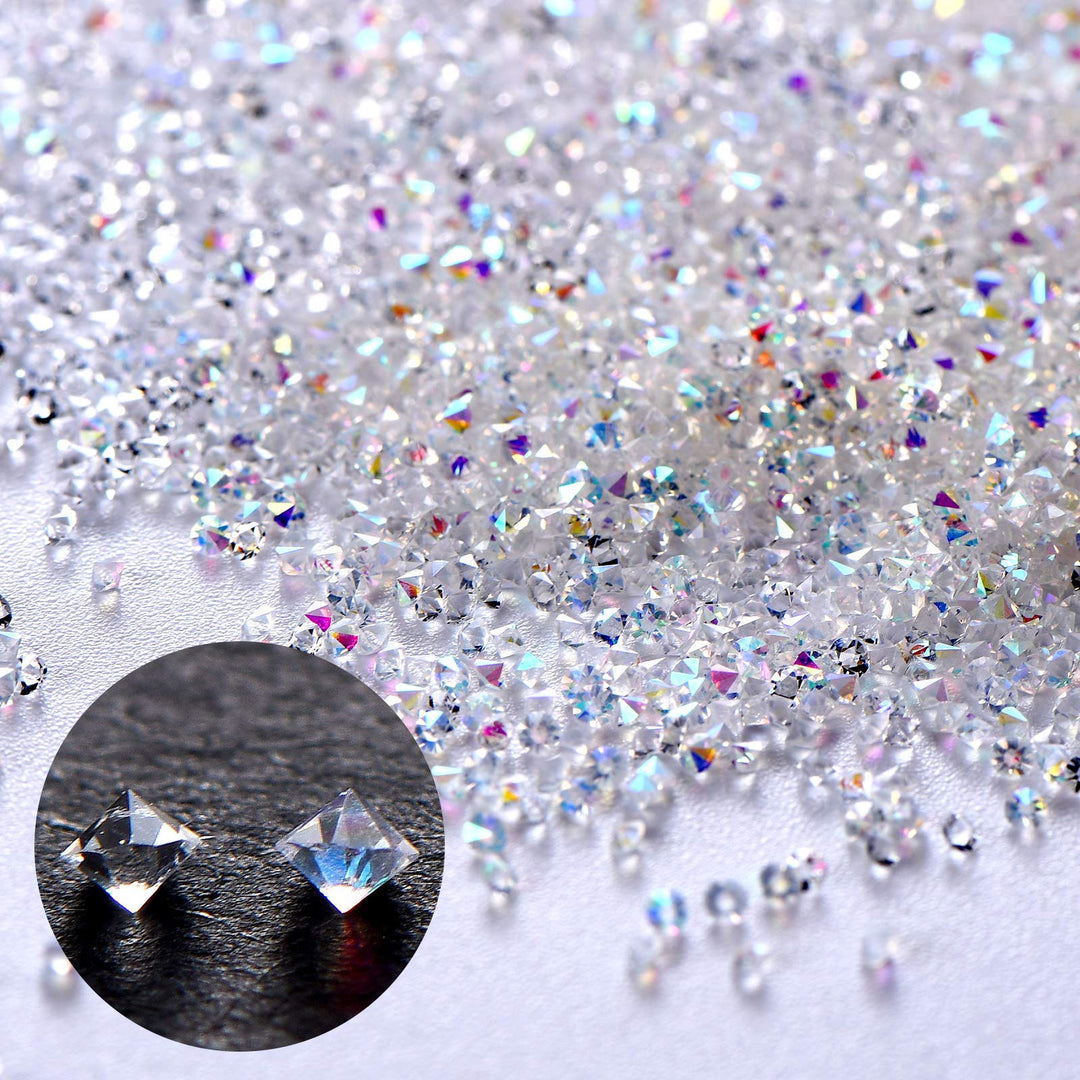 11520 Pieces Mini Crystals Pixie Nail Rhinestones 1.2 mm DIY Crystal Gems Stones Glass Sand Rhinestones for Nail Home Beauty Salon Decoration Favors (White and AB)