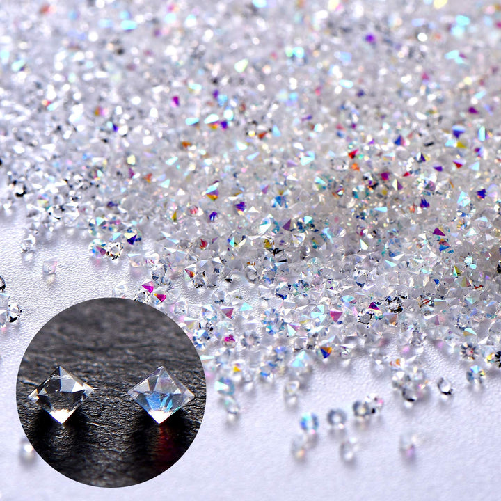 11520 Pieces Mini Crystals Pixie Nail Rhinestones 1.2 mm DIY Crystal Gems Stones Glass Sand Rhinestones for Nail Home Beauty Salon Decoration Favors (White and AB)