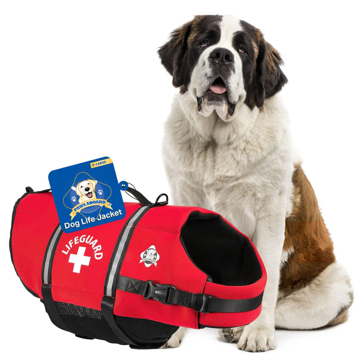 Dog Life Jacket - Keep Your Canine Safe with a Neoprene Life Vest for Swimming and Boating - Available in Different Sizes, Color and Design to Choose - Red, X-Large