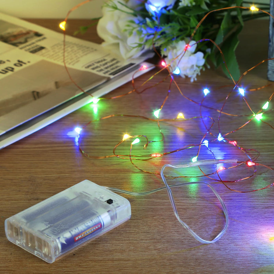 Led Fairy Lights Battery Operated, 1 Pack Mini Battery Powered Copper Wire Starry String Lights for Christmas,Bedroom,Wedding,Parties,Patio,Indoor,Home Decoration (5m/16ft Multicolor)