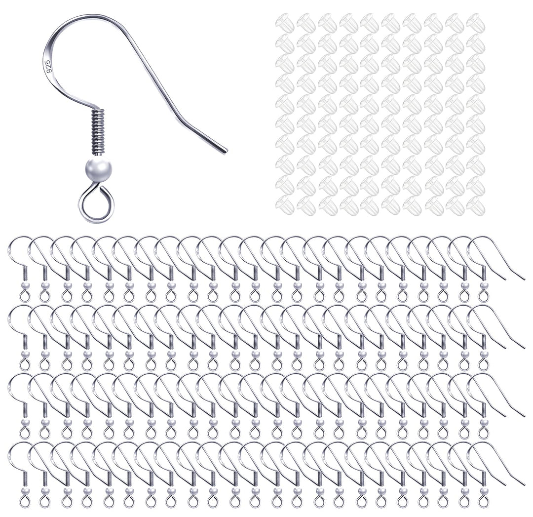 PASNOWFU 925 Sterling Silver Gold Earring Hooks 40 PCS,