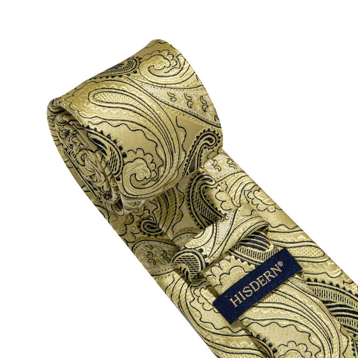 HISDERN Paisley Floral Wedding Tie Handkerchief Woven C