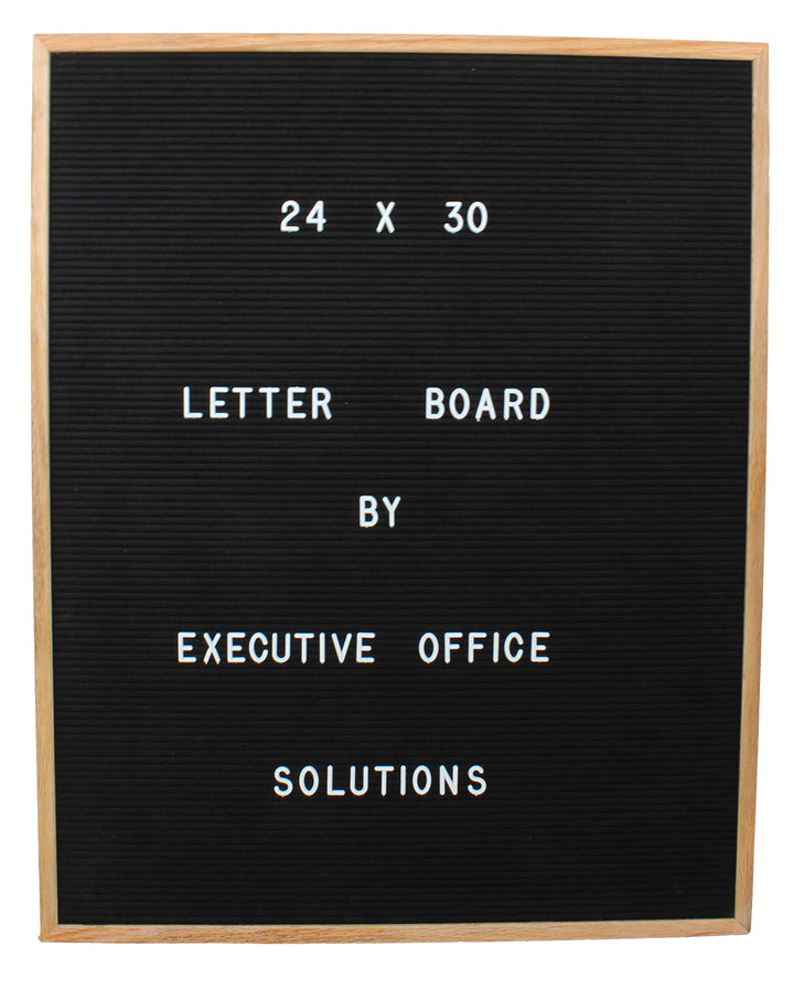 Executive Office Solutions Extra Large Changeable Letter Board - Black Felt With Solid Oak Frame, Wall Mount, Canvas Bag, Letter Clippers, Letter Box and 450 Characters 24 x 30 Black (LB5)