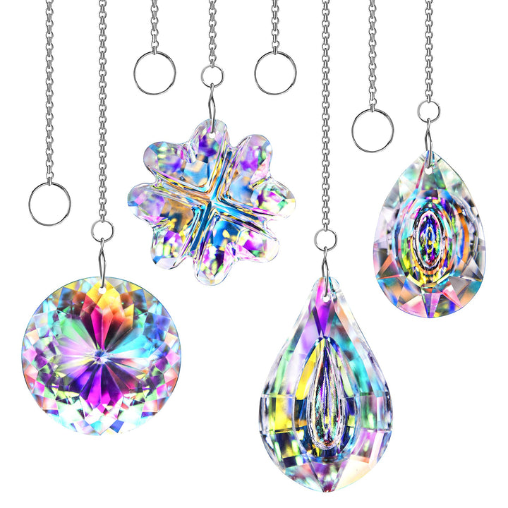HDCRYSTALGIFTS 4pcs Crystal Suncatchers for Window Hang