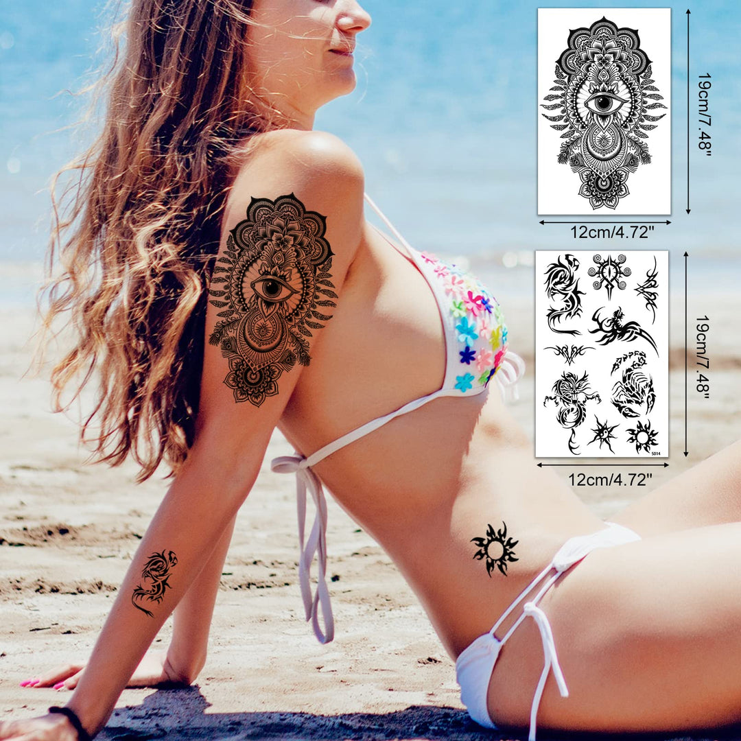 Gold Metallic Small Temporary Tattoos for Women Kids 12 Sheets,150+ Flash Gold Mandala Fake Tattoos Fast Shipped by Amazon,Sexy Cute Body Art Tattoo Stickers