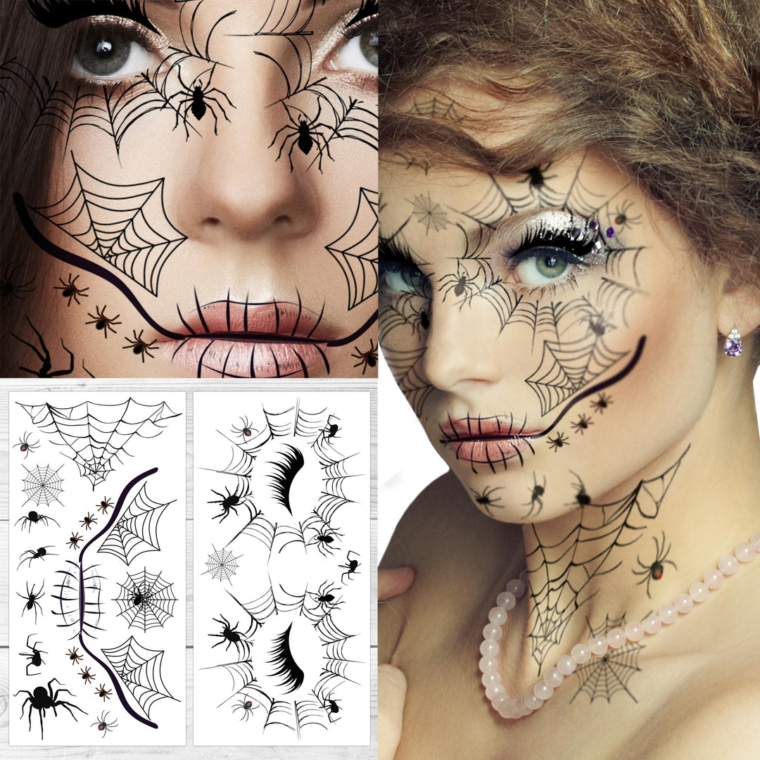 Halloween Face Tattoo Spider Temporary Face Tattoo Kit (Pack of 2)