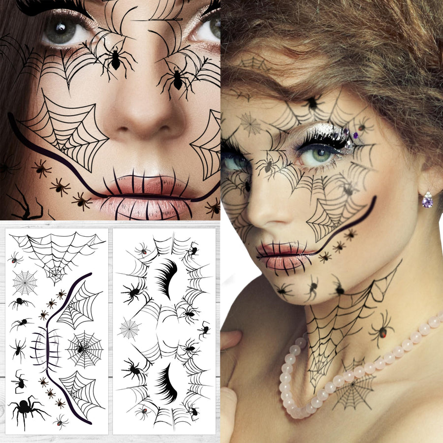 Halloween Face Tattoo Spider Temporary Face Tattoo Kit (Pack of 2)