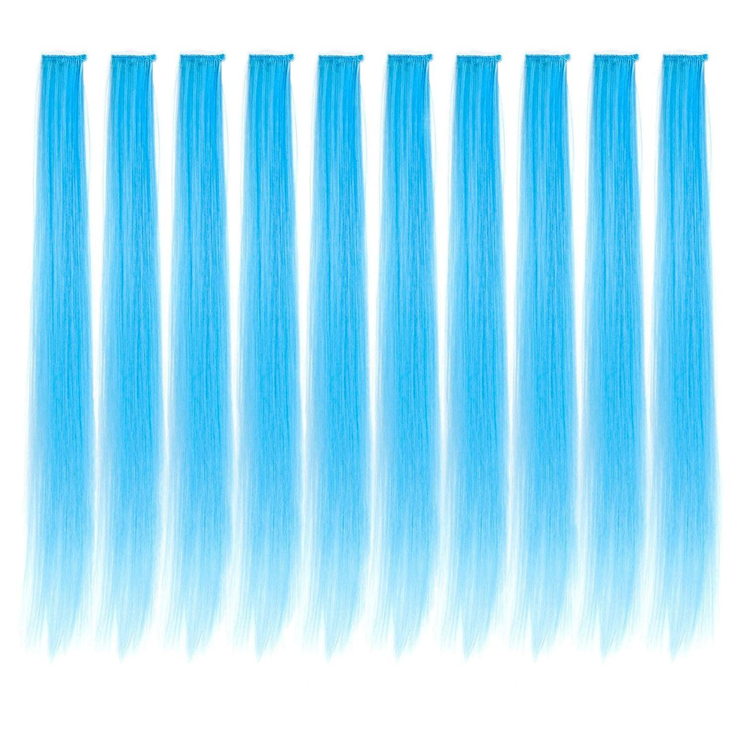 LiaSun 10Pcs/set Multi-Colors Straight Highlight Clip in Hair Extensions 20 Inch Colored Party Hair Pieces (Sky blue)