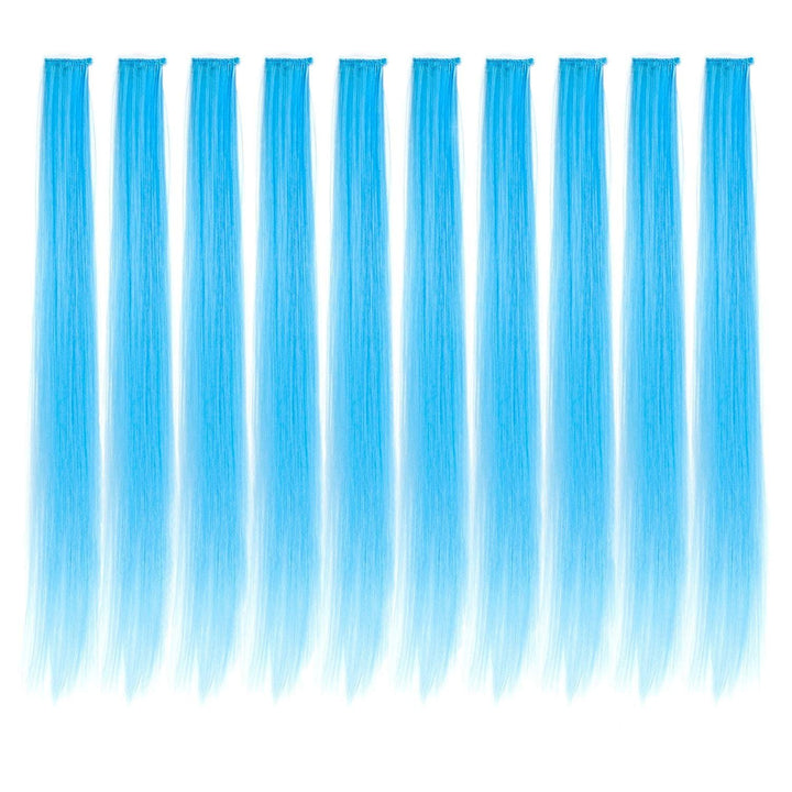 LiaSun 10Pcs/set Multi-Colors Straight Highlight Clip in Hair Extensions 20 Inch Colored Party Hair Pieces (Sky blue)