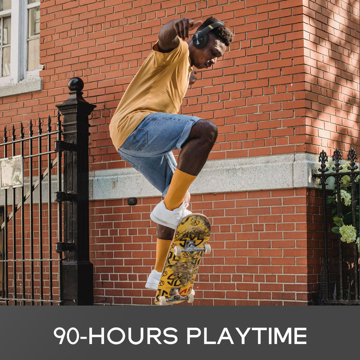 Bluetooth Headphones Wireless, 90 Hrs Playtime Headphones Over Ear with 3 EQ Modes, HiFi Stereo Headsets with Built-in Mic and Soft Protein Earpads for iPhone, PC,Home Office (Shadow Gray)