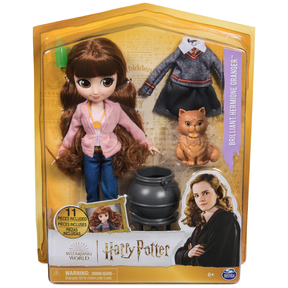 Harry Potter, 8-inch Brilliant Hermione Granger Doll Gift Set with 5 Accessories and 2 Outfits, Kids Toys for Ages 6 and up