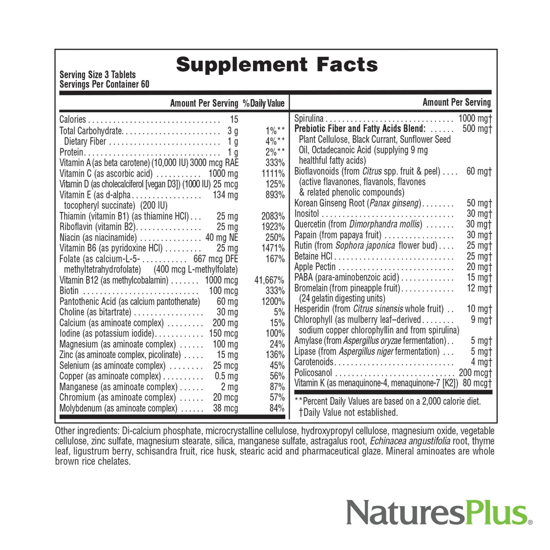 NaturesPlus Source of Life No Iron - 180 Tablets - Mult