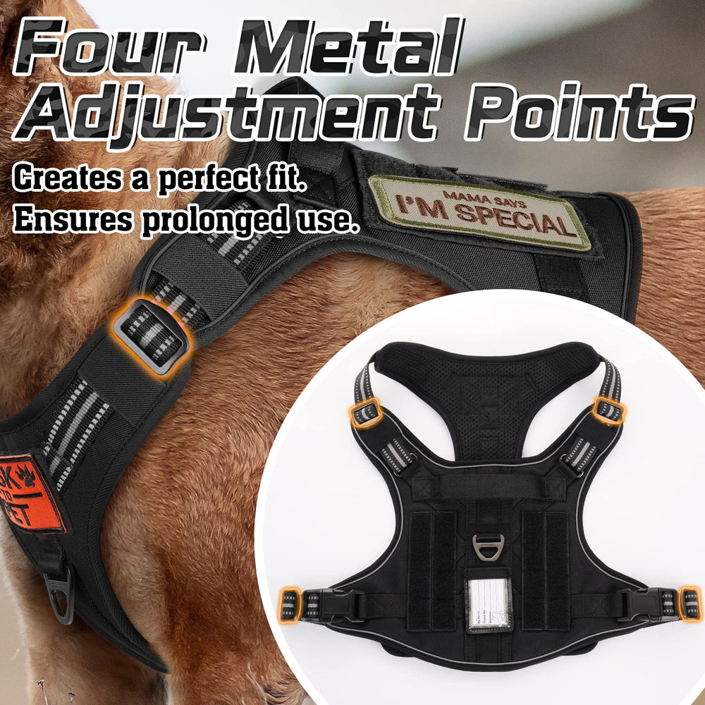 Tactical Dog Harness for Large Dogs, No Pull Military Service Vest with Handle & Molle, Easy Control for Training Walking, Adjustable Reflective Straps, Black, L