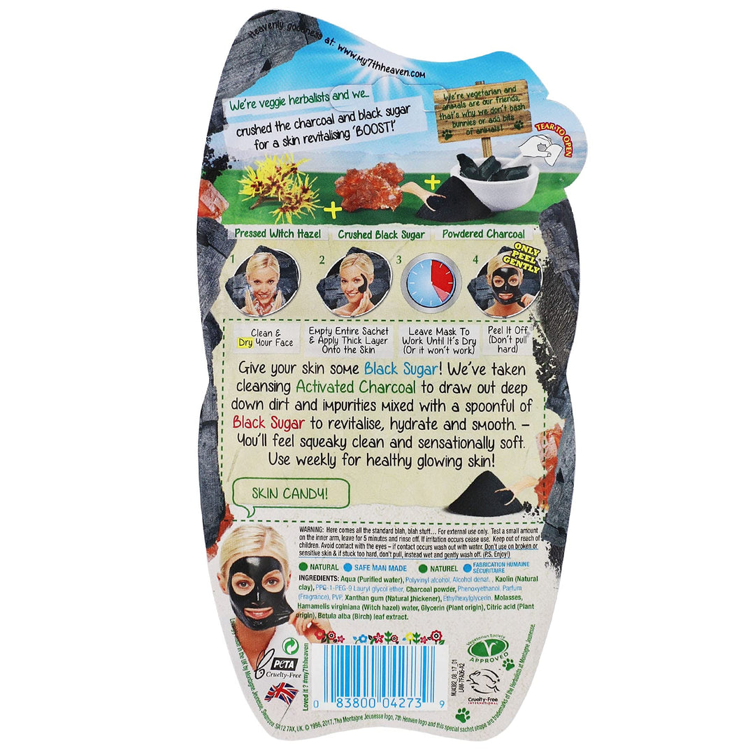Charcoal + Black Sugar Peel Off Easy Peel Facial Mask, Deep Pore Skin Detox, 3-Pack of 0.30 Oz Mask, Sachets