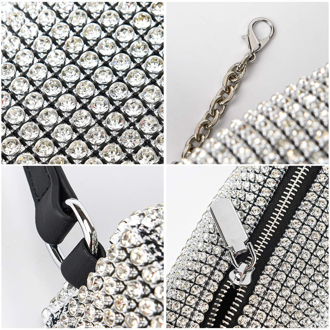 Bling Bling Crystals Evening Clutch Bag for Women Girls Sparkling Crossbody Bag Wedding Prom Party Club Purses Handbags White Diamonds
