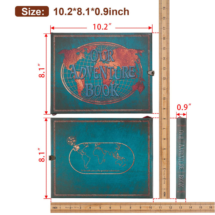 Our Adventure Book 180 Pages Scrapbook Photo Album,Retro Style Embossed Letter Leather Cover Travel Diary Journal Scrap Book For Couples,Memory Book For Anniversary Wedding,Valentines Day Gifts