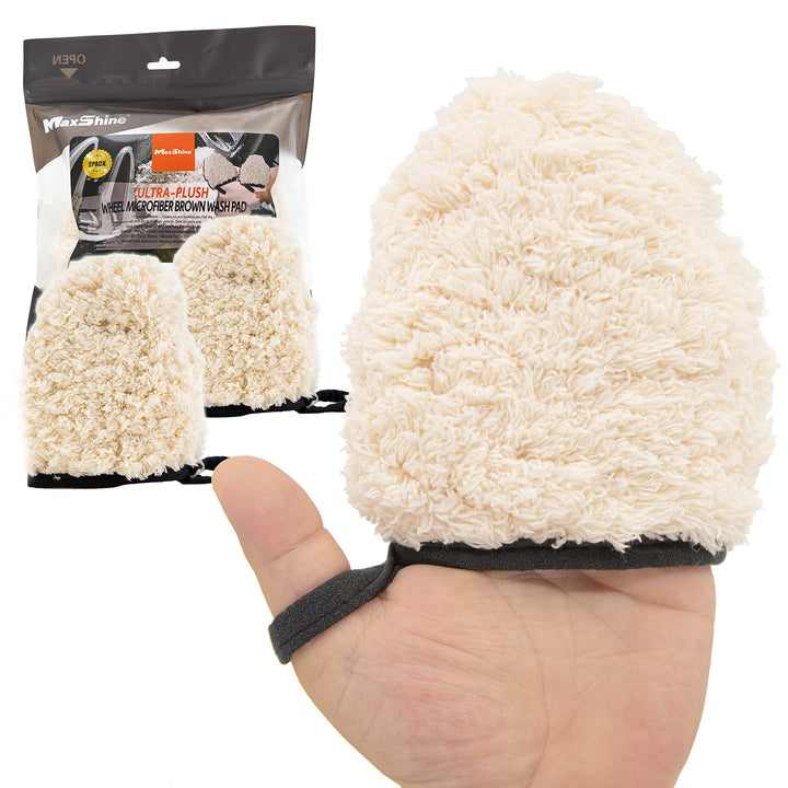2 Pack Professional Microfiber Wash Mitts Auto Detailing - Car Washing Accessories - Finger Wheel &amp; Dusting Mitt, Small Area Detailing &amp; Wash Mitt