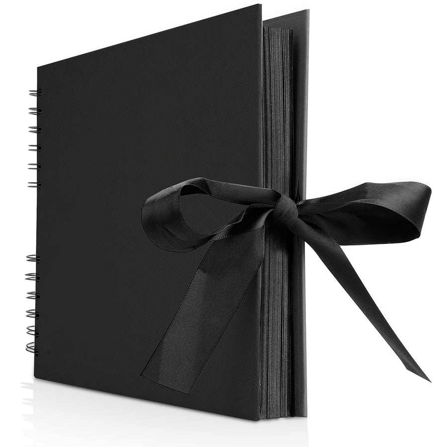 Photo Album Scrapbook - Photo Album Self Adhesive 80 Black Pages, Large Photo Album Scrap Book Wedding Guest Book for DIY Anniversary Travel Memory Scrapbooking (Black 8X12)