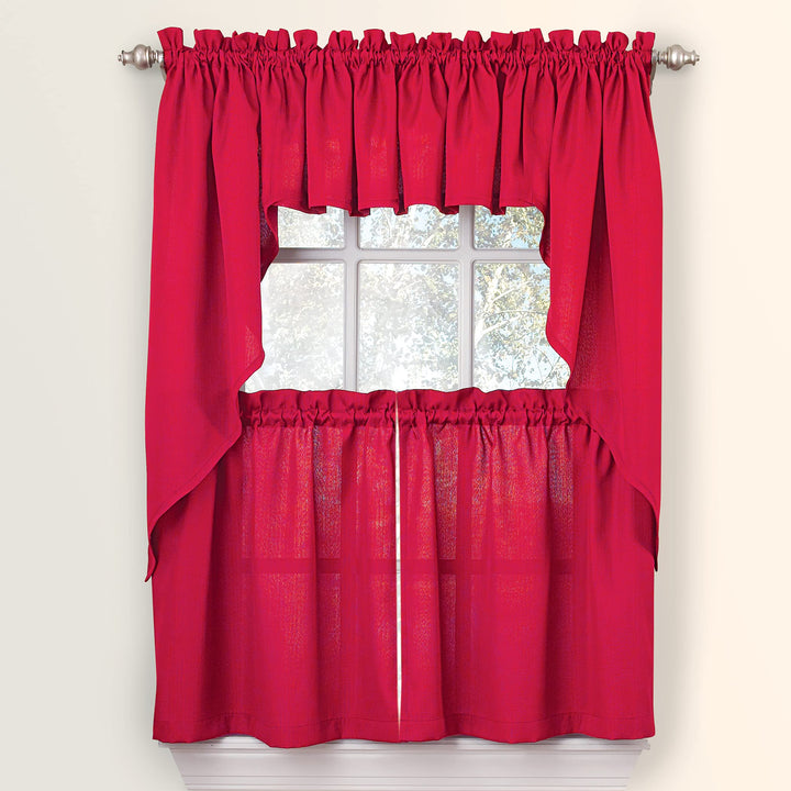 - 00200-V-00148 RED Ribcord Window Curtain Tailored Valance, 54 x 12, Red