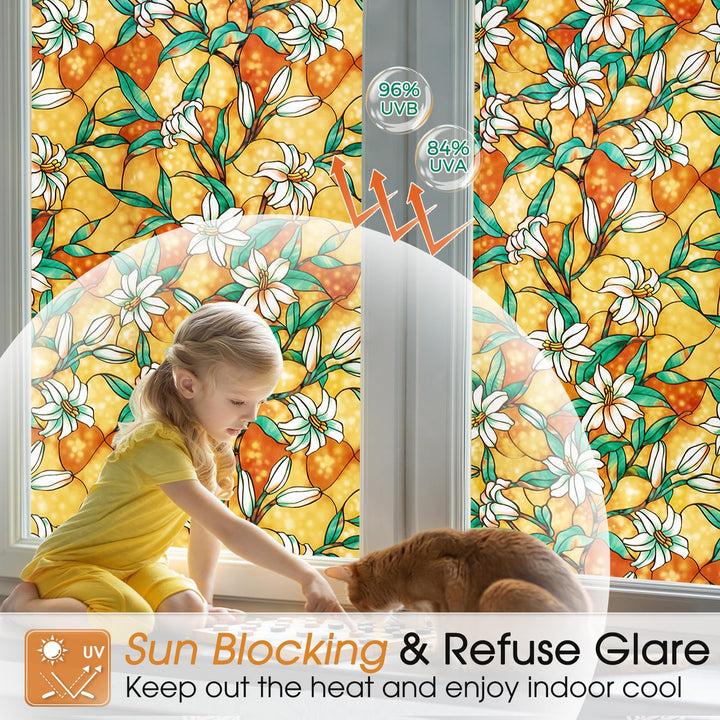 Coavas Window Privacy Film, Stained Glass Window Film D