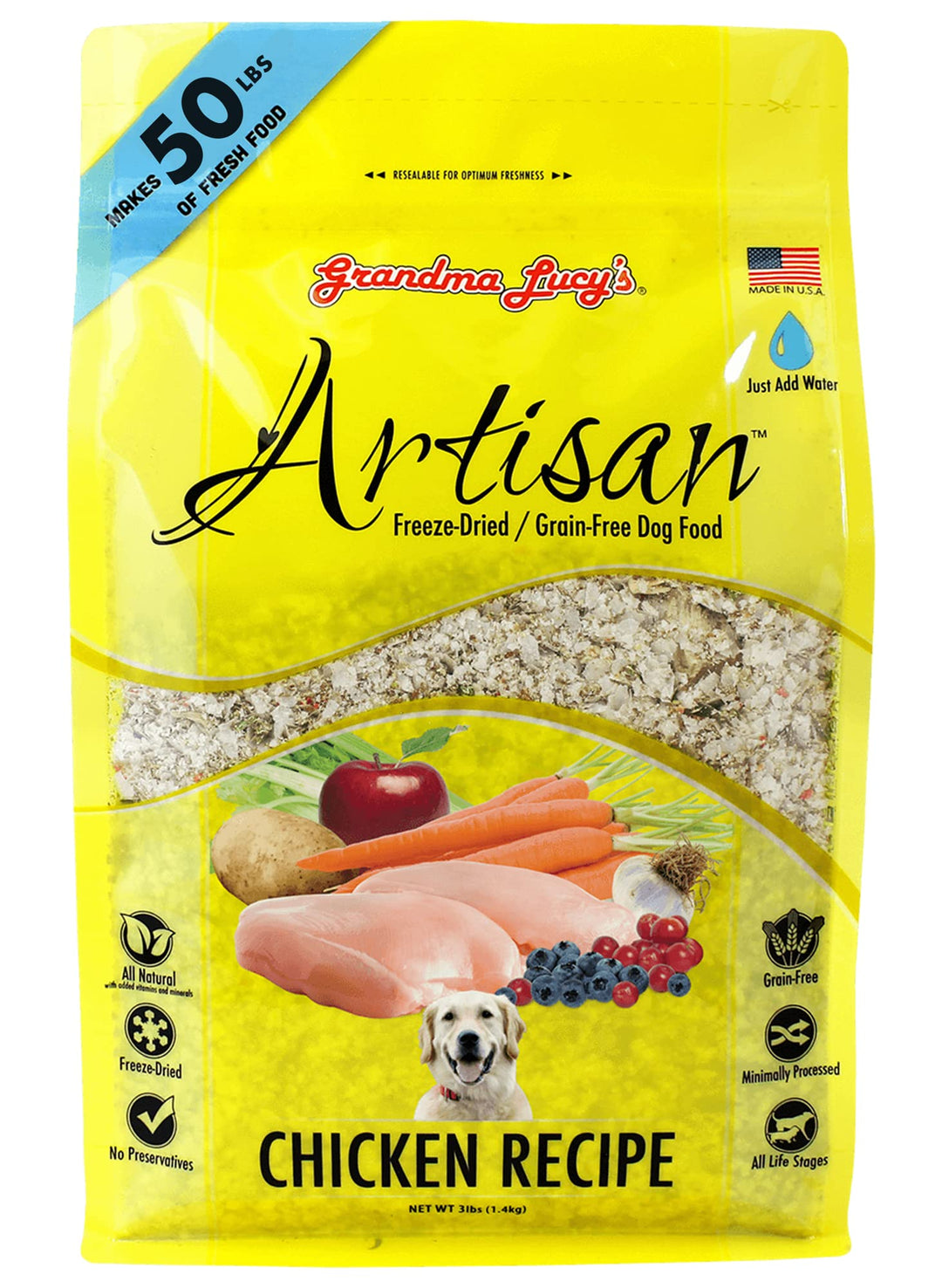 Grandma Lucy&#39;s Artisan Dog Food, Grain Free and Freeze-Dried - Artisan Chicken, 10Lb Bag