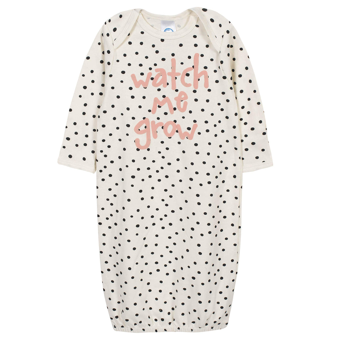 Baby Girls 2-Piece Gown and Cap Set, Ivory/Orange, 0-6 Months