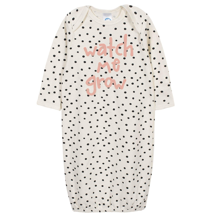 Baby Girls 2-Piece Gown and Cap Set, Ivory/Orange, 0-6 Months