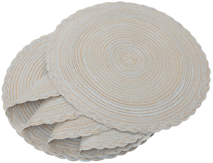 Round Braided Placemats, Set of 6 Table Place Mats for Round Dining Tables, 15 inches Round Placemat, Place Mat Round Table Mats (Black)