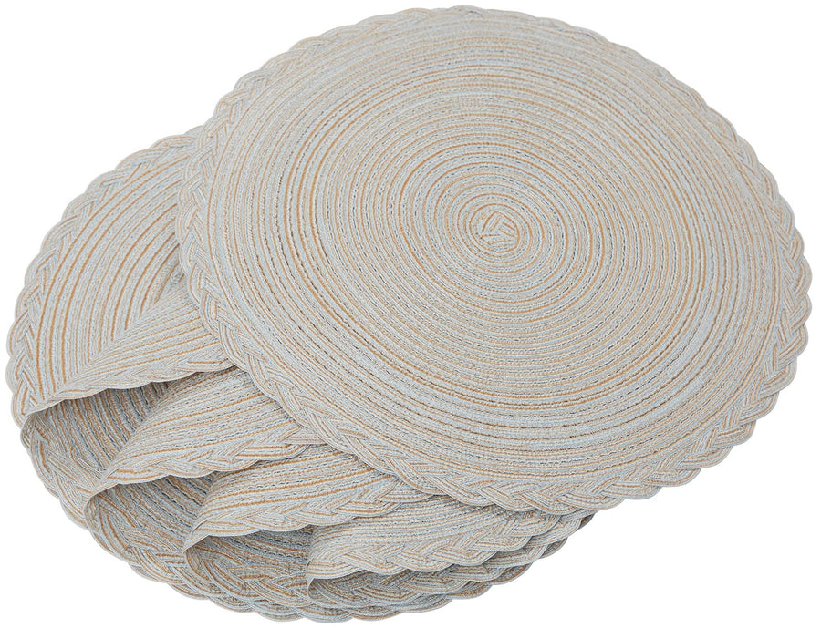 Round Braided Placemats, Set of 6 Table Place Mats for Round Dining Tables, 15 inches Round Placemat, Place Mat Round Table Mats (Black)