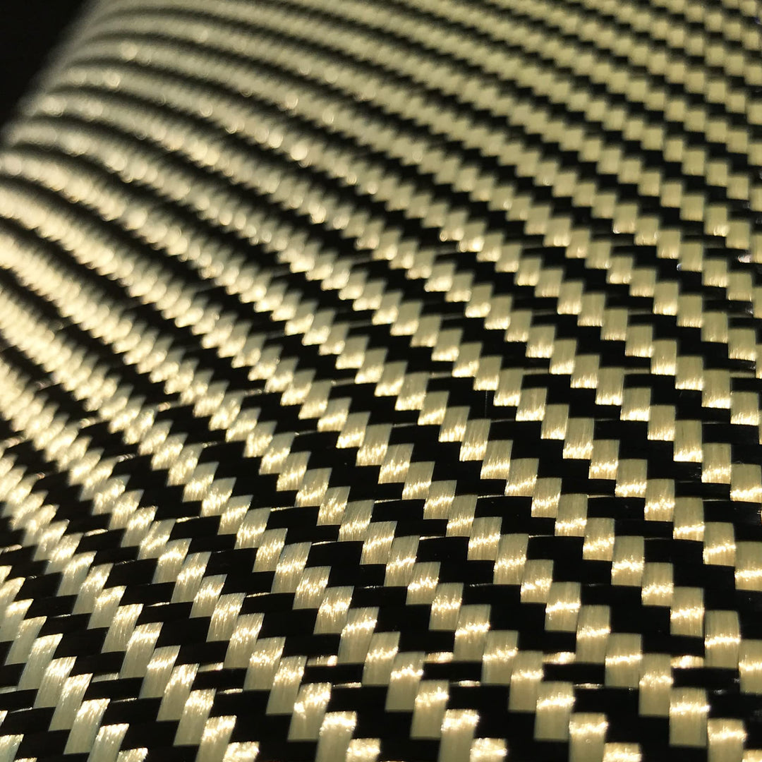 - 1 Meter Wide (39.8 in) - Carbon Fiber Aramid Fabric - Yellow - 3K - 240g/meter - Twill Weave Wide Hemmed Fabric for Repair, DIY Projects