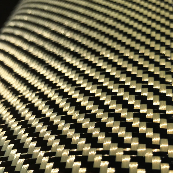 - 1 Meter Wide (39.8 in) - Carbon Fiber Aramid Fabric - Yellow - 3K - 240g/meter - Twill Weave Wide Hemmed Fabric for Repair, DIY Projects