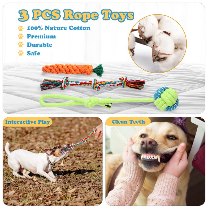 8 Pack Puppy Toys, Squeaky Plush Dog Toys for Small Dogs, Cute Puppy Teething Chew Toy, Safe Ropes Toys