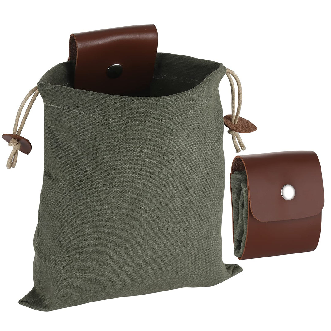 Foraging Bag, Waxed Canvas Foraging Pouch, Collapsible Mushroom Bag Mushroom Foraging Bag Bushcraft Bag for Camping Hiking