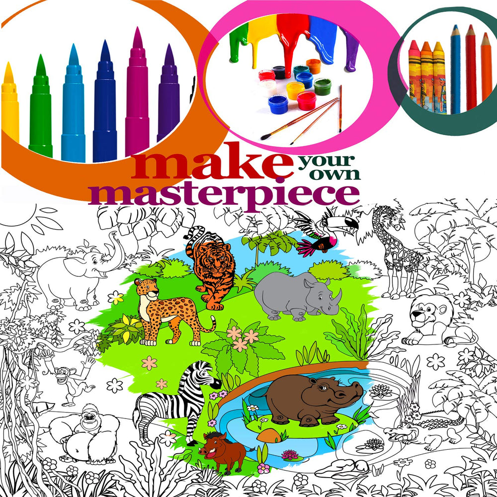 , Giant Coloring Poster - Animals Jumbo Table Wall Coloring Sheets - Super Huge Large Coloring Posters for Kids - Art Home Activities for Kids - Big Floor Pages to Color Size 38.5”x26.7”