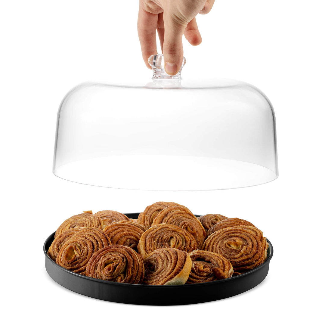 Cake Stand, Cake Plate Server with Dome, Metal Serving Tray and Shaterproof Acrylic Lid