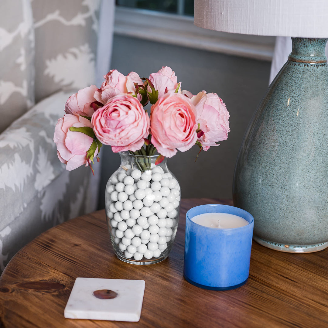 White Marbles for Vases | Glass Marbles Bulk Vase Fillers | Glass Beads for Vases, Round Marble 1lb, (Approx. 80 pcs)