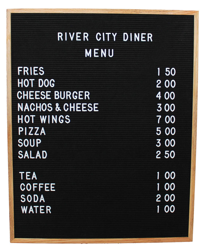 Executive Office Solutions Extra Large Changeable Letter Board - Black Felt With Solid Oak Frame, Wall Mount, Canvas Bag, Letter Clippers, Letter Box and 450 Characters 24 x 30 Black (LB5)