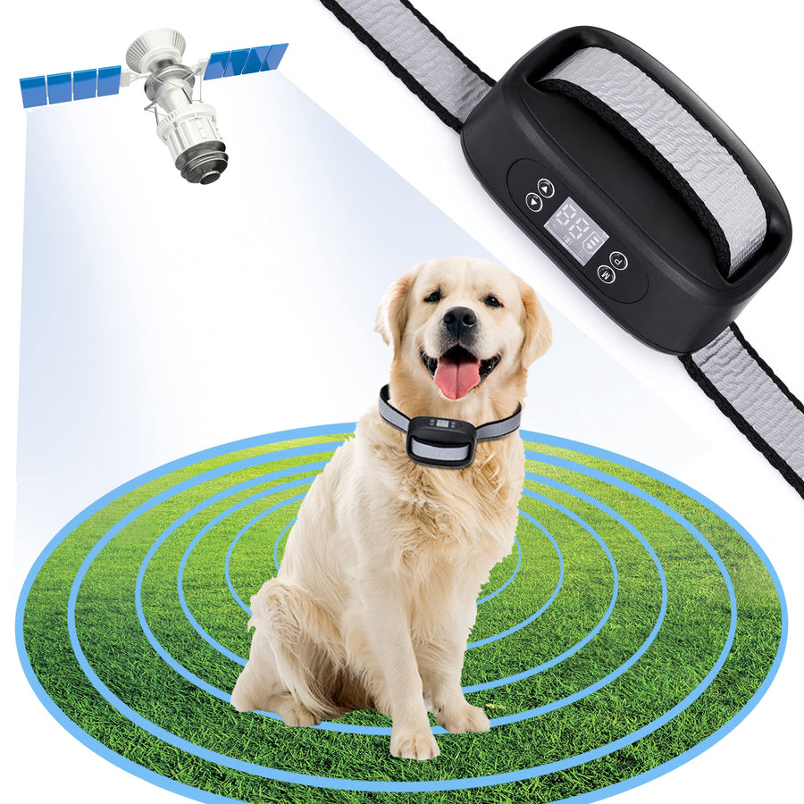 GPS Wireless Dog Fence, Electric Dog Fence with GPS, Range 100-3300 ft, Adjustable Warning Strength, Rechargeable, Pet Containment System, Harmless and Suitable for All Dogs