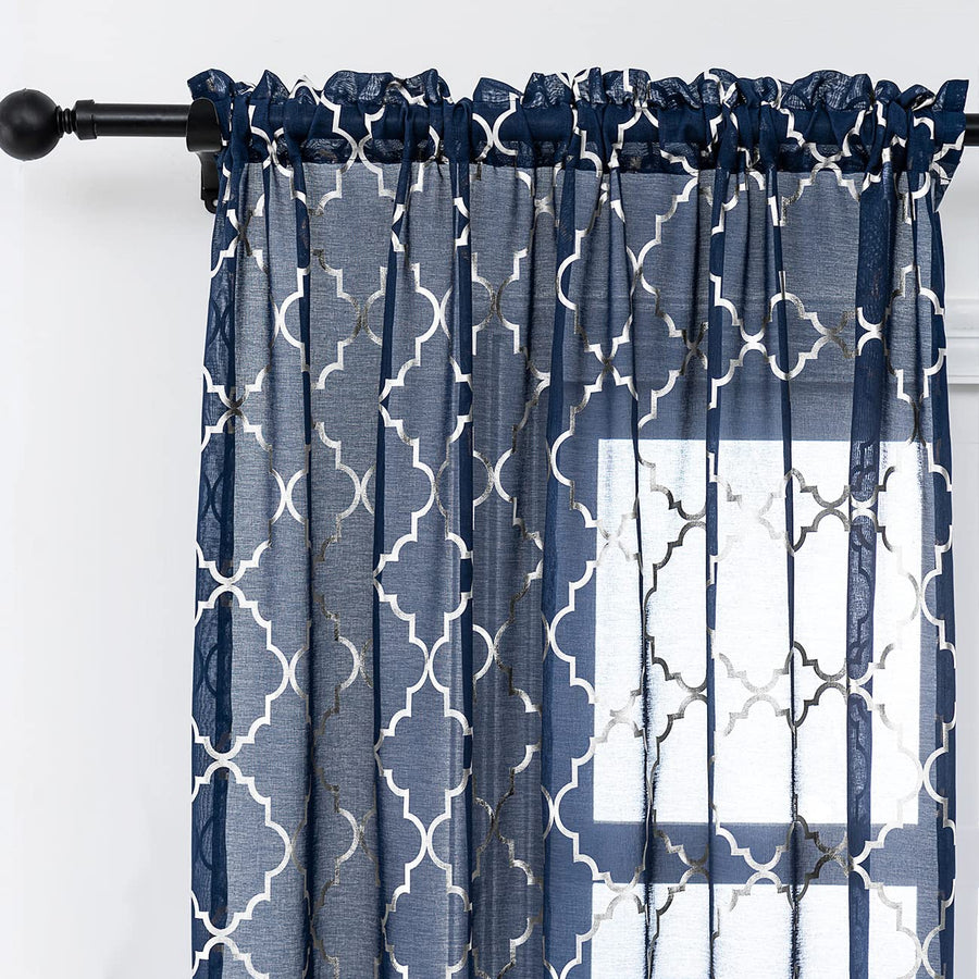 Kotile Black and Silver Curtains 84 Inch Length - Metal